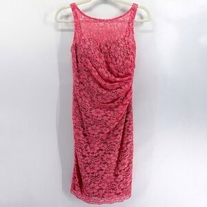 Revolve Aidan Mattox Hot Pink Lace Beaded Bodycon Dress Size 0
